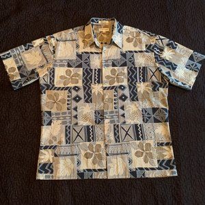 🎉HP🎉 VTG Men’s Sz L Fall Colored Aloha Hawaiian Camp Shirt Short Sleeve Pocket